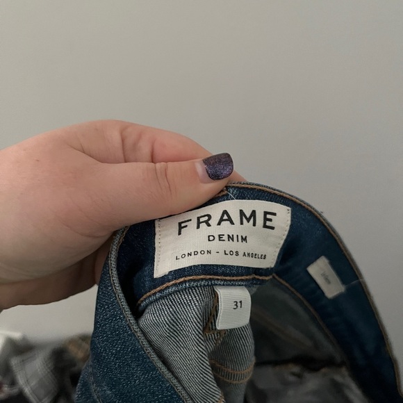 FRAME Denim Women's Le Garcon Ripped Distressed Cuffed Blue Jeans Size 31 - Picture 6 of 11